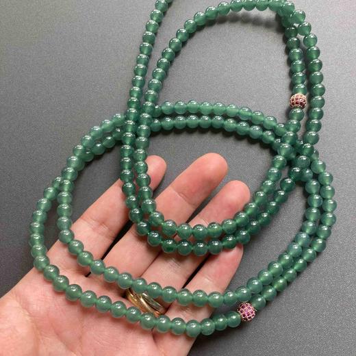 高冰种蓝水翡翠珠串108珠 商品图2