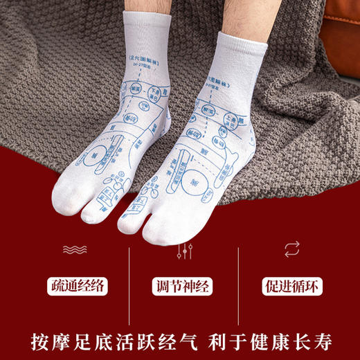 【孙俪同款 养生穴位袜】足底按摩足穴位图解 全棉中筒袜 养生袜穴位袜 袜子全棉中筒袜 商品图3