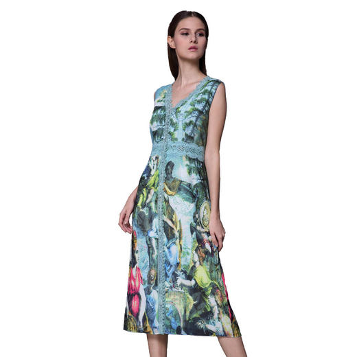 【伯妮斯茵】162S222--绿色连衣裙--鲜花盛开的花园--《生命之美-梵高的花园》 商品图5