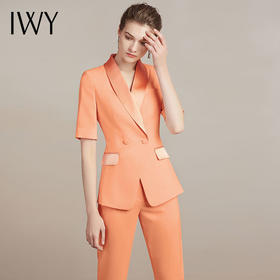IWY/橘色欧美时尚女装名媛修身显瘦短袖职业装套裤通勤ol气质
212024C1+P1