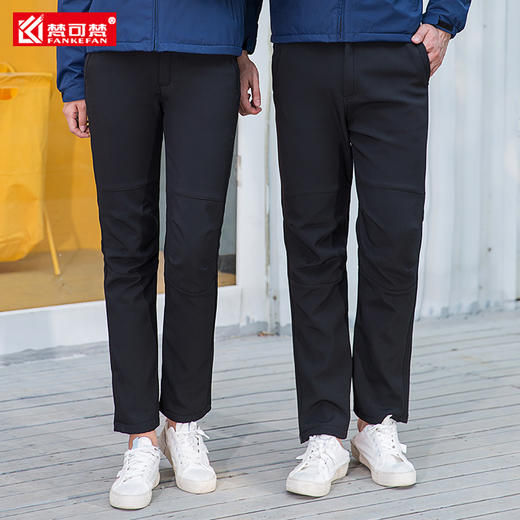 户外冲锋裤女男软壳工作服裤子工人劳保加绒加厚秋冬季防寒登山裤 商品图1