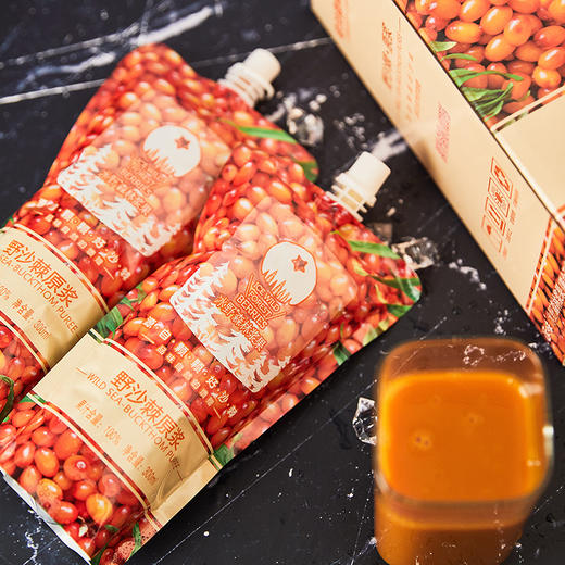 【果酱良品】沙棘原浆 纯正无添加 可以直接喝的小果沙棘 冰野沙棘原浆 300ml*6袋包邮 商品图2