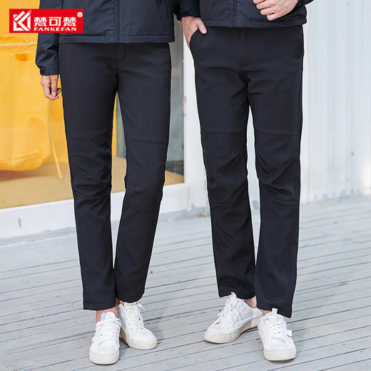 户外冲锋裤女男软壳工作服裤子工人劳保加绒加厚秋冬季防寒登山裤 商品图0
