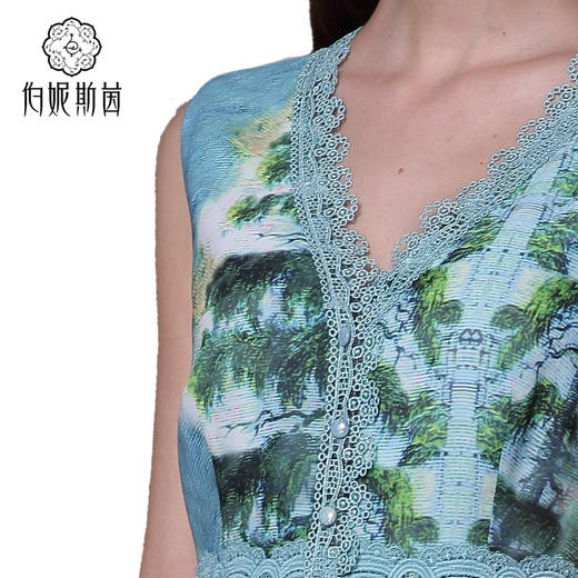 【伯妮斯茵】162S222--绿色连衣裙--鲜花盛开的花园--《生命之美-梵高的花园》 商品图3