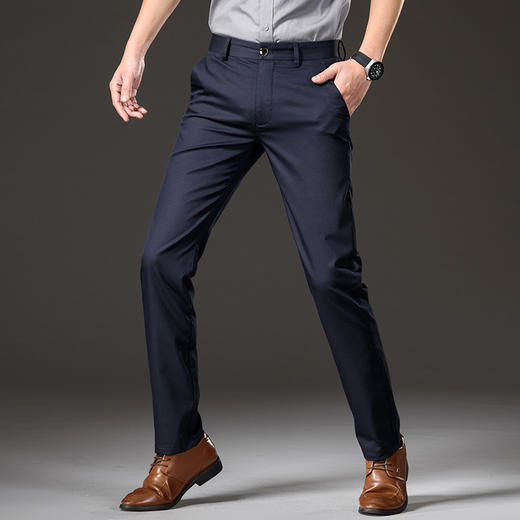 红览休闲裤2021春夏高腰宽松男士直筒商务裤子8080B-CN154-DC149 商品图2