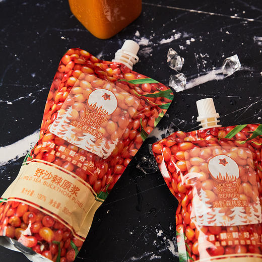 【果酱良品】沙棘原浆 纯正无添加 可以直接喝的小果沙棘 冰野沙棘原浆 300ml*6袋包邮 商品图3