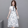 YWE  21R68气质短袖阔太太印花连衣裙 商品缩略图1