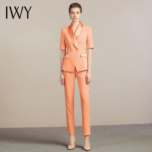 IWY/橘色欧美时尚女装名媛修身显瘦短袖职业装套裤通勤ol气质
212024C1+P1 商品图2