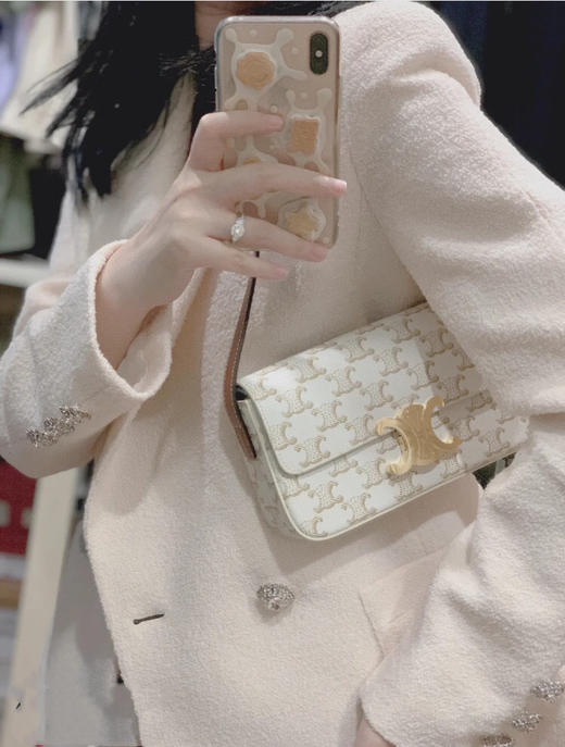 𝐂𝐄𝐋𝐈𝐍𝐄凯旋白花腋下包（原厂皮） 商品图0