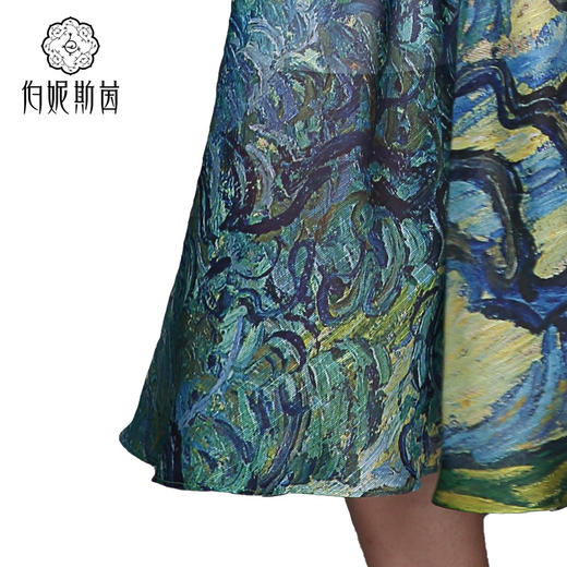 【伯妮斯茵】162S027--蓝色连衣裙--白云下橄榄树--《生命之美-梵高的花园》 商品图4