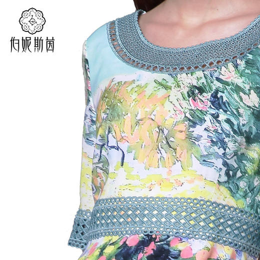 【伯妮斯茵】162S092--绿色连衣裙--鲜花盛开的花园--《生命之美-梵高的花园》 商品图3