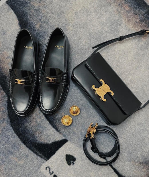 𝐂𝐄𝐋𝐈𝐍𝐄 凯旋门牛皮腋下包-黑色（原厂皮） 商品图0