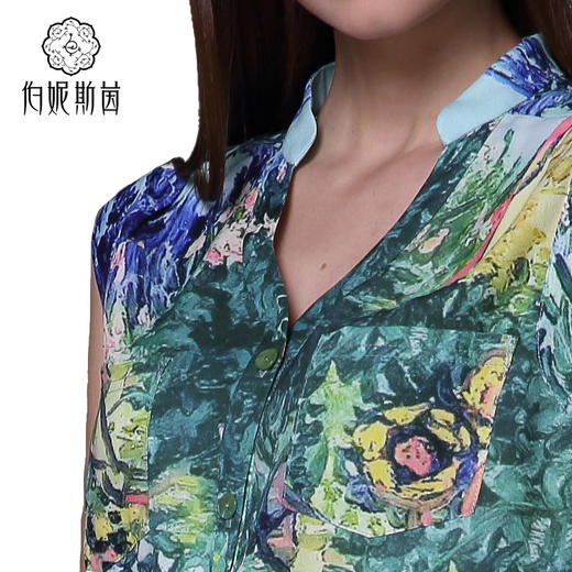 【伯妮斯茵】162F095--绿色衬衫--鲜花盛开的花园--《生命之美-梵高的花园》 商品图3