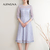 【特价款不退不换】阿菁娜春夏新款韩系优雅蕾丝淡蓝色收腰娇美连衣裙A26X112119 商品缩略图0