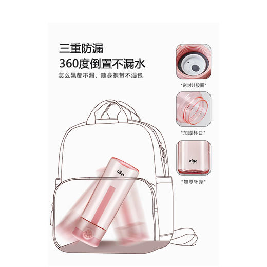 魅果萌爪520ml Tritan塑料杯VIG10052少女可爱学生儿童超萌便携 商品图9