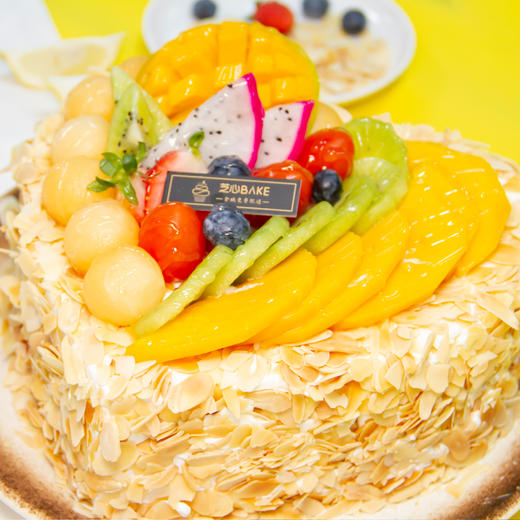 【心意满满】烘制金黄杏仁碎片-水果生日蛋糕 商品图1