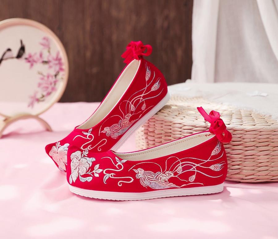 春夏内复古女弓鞋古代汉服鞋子古风女鞋绣花鞋布鞋翘头平底【唐丝蝶】