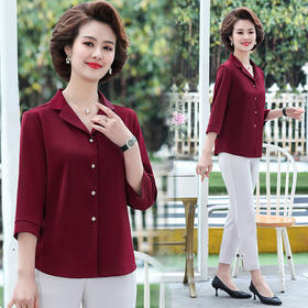 NP  17337四五十岁洋气大码妈妈装雪纺衬衫