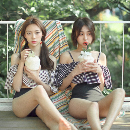 【泳衣】*韩版性感小胸聚拢小格子分体高腰比基尼保守显瘦泳衣 商品图2