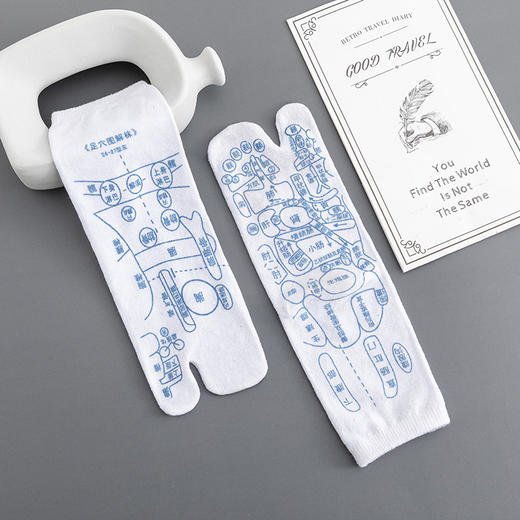 【孙俪同款 养生穴位袜】足底按摩足穴位图解 全棉中筒袜 养生袜穴位袜 袜子全棉中筒袜 商品图1