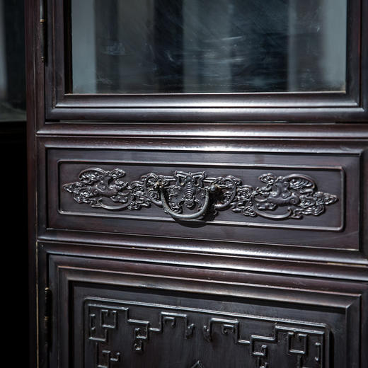 红木蝠云纹书柜（一对） 商品图4