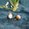 【简约】18K玫瑰金和田玉（白玉）蛋面小耳钉--花之物语 /8*10mm 商品缩略图4