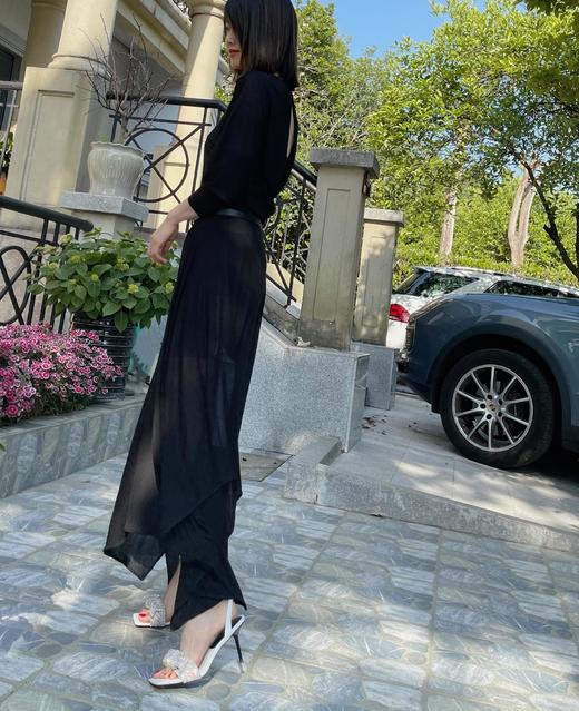 westory女鞋2021夏季新款方头高跟细跟一字带凉鞋外穿W21BG60821 商品图2