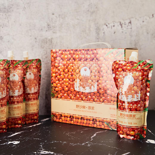 【果酱良品】沙棘原浆 纯正无添加 可以直接喝的小果沙棘 冰野沙棘原浆 300ml*6袋包邮 商品图7