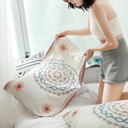 【加大加厚枕头巾 一对装】欧式风格纯棉枕巾全棉纱布 居家布艺床上用品成人情侣枕巾 商品图0