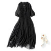 NYT- 2021_48-2021夏季新款圆领木耳边宽松a版系带纯色气质通勤真丝乔其连衣裙 商品缩略图2