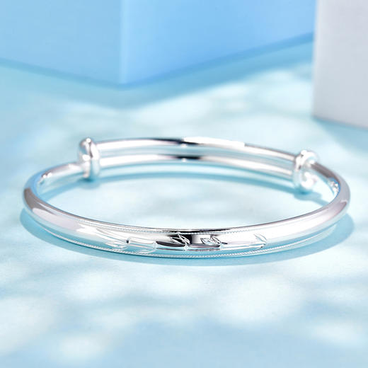 竹纹雕花银手镯 商品图2