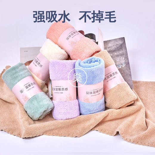【珊瑚绒加厚毛巾】居家布艺成人洗脸洁面干发巾 商品图1