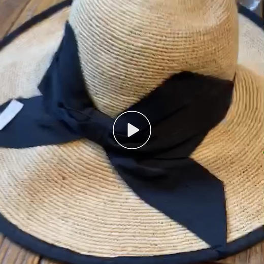 拉菲草黑色蝴蝶结帽 商品图0