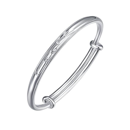 竹纹雕花银手镯 商品图5