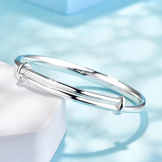 竹纹雕花银手镯 商品图4