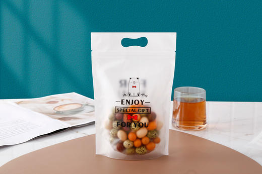 可爱萌熊拉链袋（分装/整包可选）（尺寸：15.5*23.5cm）牛轧饼纽扣饼干自封磨砂袋牛轧糖雪花酥包装袋 商品图1