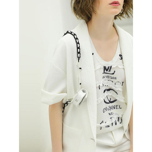 COCOBELLA设计师款黑白纯色肌理感中袖西装女夏宽松外套SI12A 商品图2