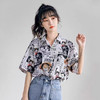 新款夏季薄款韩版宽松卡通印花上衣潮衬衫女设计感短袖清凉短袖出游服饰女装 商品缩略图3