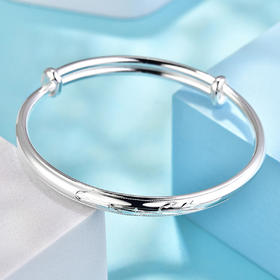 竹纹雕花银手镯