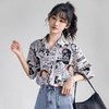 新款夏季薄款韩版宽松卡通印花上衣潮衬衫女设计感短袖清凉短袖出游服饰女装 商品缩略图2