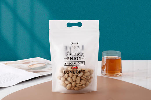 可爱萌熊拉链袋（分装/整包可选）（尺寸：15.5*23.5cm）牛轧饼纽扣饼干自封磨砂袋牛轧糖雪花酥包装袋 商品图3