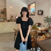 【四色可选送帽子】2021新款洋气连衣裙韩版宽松娃娃ins裙方领泡泡袖A字裙七夕节 商品缩略图2