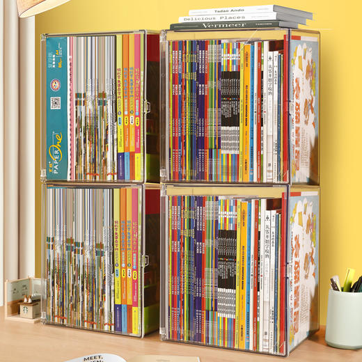 开学季福利！【加高侧开可叠加，A4大小轻松放】绘本收纳盒儿童绘本牛津树中小学生放书籍整理神器书箱架筐透明储物盒宝宝书立阅读架书架展示架书柜 商品图1