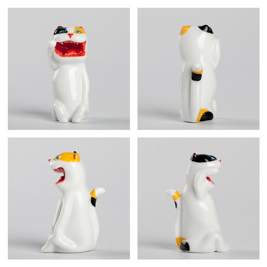 不仁斋薛继业陶瓷雕塑经典款 迷你陶瓷猫 多种花色 商品图2