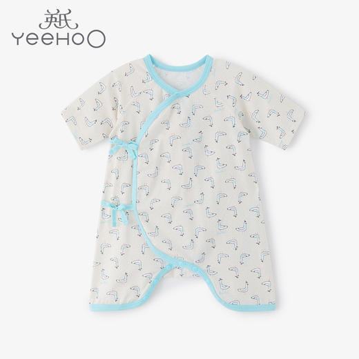 英氏新生婴儿短袖连体衣夏季凉感速干薄款系带和蛤YLHBJ21002A01 商品图0