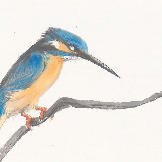 薛继业高仿微喷版画《小鱼翠鸟》 商品图1