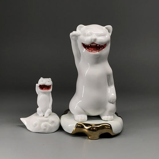 不仁斋 陶瓷雕塑系列 陶瓷招财猫 不含底座 商品图2