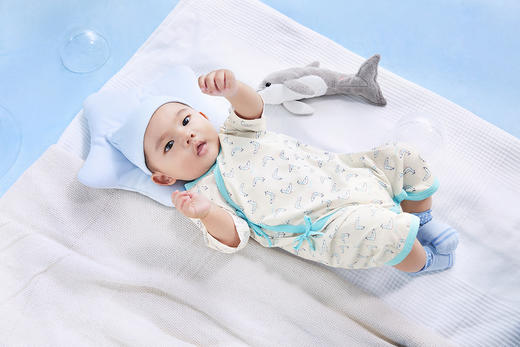 英氏新生婴儿短袖连体衣夏季凉感速干薄款系带和蛤YLHBJ21002A01 商品图7