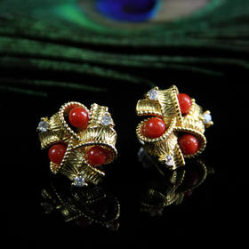 花型珊瑚耳钉