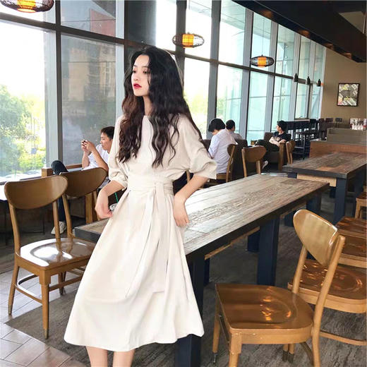 【法式气质】超仙黄色森系连衣裙 收腰显瘦 桔梗裙 复古过膝A型修身 舒适显气质 商品图2